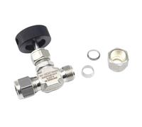 1 Uds válvula de aguja de acero inoxidable 316 6000psig válvula de cierre de Control de flujo 1/8 "1/4" 3/8 "1/2" 6mm 8 10 12mm conexión de compresión(3 mm)