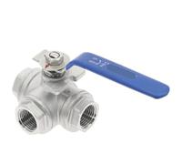1 Uds. Válvula de bola de tres vías de acero inoxidable 304-conectores de agua de jardín de hilo femenino BSP de 1/4 ''a 1''(Dn25 L Type)