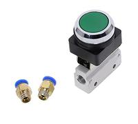 1 Uds válvula mecánica 1/8 "rosca 2 posiciones 3 vías botón plano verde válvula neumática momentánea MOV-321PP(No Fittings)