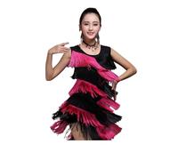 1 Uds. Vestido de Baile Latino con borlas for Mujer, Traje sin Mangas Flecos for actuación Salsa Tango, Ropa for práctica para Danza(Pink,XL)