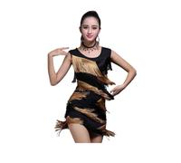 1 Uds. Vestido de Baile Latino con borlas for Mujer, Traje sin Mangas Flecos for actuación Salsa Tango, Ropa for práctica para Danza(Brown,S)