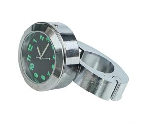 1 unid impermeable motocicleta reloj cuarzo manillar reloj a prueba de golpes para Cruiser Custom Bike Electric Car Scooter Riding negro (plata)