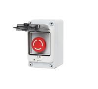 1 Unidad 1NO1NC Interruptor de botón de Parada de Emergencia Cabeza de Seta roja Caja Exterior Control Apretado con Cubierta Protectora Carcasa IP65 Impermeable