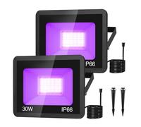 1 Unidad/2 Uds 30W LED UV Luces Negras IP66 Luz Negra De Escenario Ultravioleta Con Efecto Inundación For Halloween Navidad Baile DJ Fiesta Disco Garaje en el jardín(2PCS)