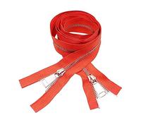 1 unidad 5# 60/70/80/90/100/120cm cierre automático cremallera de Metal dorado bidireccional cremallera deslizante doble para chaqueta de plumas, sudadera con capucha, accesorios de cárdigan, Naranja