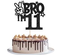1 unidad BRO I'm 11 Decoración para tartas con purpurina Bro I'm 11 Cake Topper Es mi 11 cumpleaños Decoración para pastel para brindar por 11 años Niños decoración para pastel de 11 cumpleaños Fiesta