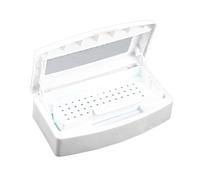 1 unidad, caja de esterilización de plástico organizador para herramientas de uñas, bandeja desinfectante de tapa transparente para manicura de spa, pinzas de peluquería y equipo de corte