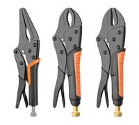 1 unidad de alicates de bloqueo multifunción de 7/9/10 pulgadas, llave for tubos redonda/recta, alicates de presión universales, herramienta de sujeción fuerte, herramientas manuales(GY 10 in round)