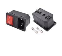 1 unidad de interruptor basculante con luz roja 10A250VAC AC-01-2, toma de entrada de alimentación lEC 320 C14, conector de 3 pines for montaje en panel(20PCS)