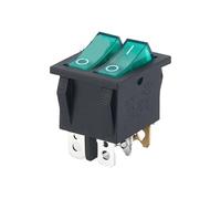 1 unidad de interruptor basculante doble KCD8 de 6 pines, 16 A, 250 V / 20 A, 125 V, resistente al agua, encendido/apagado, for alimentación de embarcaciones KCD6(Green)