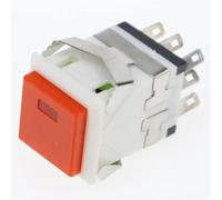 1 unidad de interruptor de botón pulsador cuadrado momentáneo de 17,2 x 17,2 mm, 3 A/250 V / 6 A/125 V, de inserción a presión, 2NO2NC, con luz LED(8,Locking)