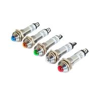 1 unidad de luces indicadoras de metal de 8 mm, lámpara de señal impermeable sin cable, lámparas de señal de potencia de 12 V, 24 V y 220 V, indicación LED(1pcs-blue-12V)