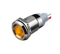 1 unidad de luz indicadora de advertencia LED de alúmina, lámpara de señal, cable piloto(Yellow Led(BLACK),22MM(FLAT)_BLACK OXIDE(1PCS)_12-24V(BLACK))