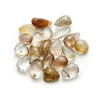 1 unidad de pelo pulido Natural, Cuarzo rutilado, citrino, pelo amarillo, especímenes de piedras de cristal, fabricación de joyas, regalo Inicio Colecciones (Color : Random Color)