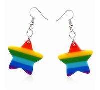 1 unidad de pendientes con corazones arcoíris, bonitos pendientes de acrílico para la diversidad sexual