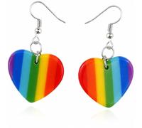 1 unidad de pendientes con corazones arcoíris, bonitos pendientes de acrílico para la diversidad sexual