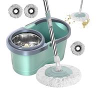 1 Unidad de Piso Spins Mop - 360° Rotatable Automatic Mop with Bucket, Labor-Saving Cleaning Mop Wringer | 1/2/3 Cotton Head Automatic Spins Mop for Living Room, Kitchen, Balcony, Study Room