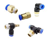 1 unidad de racor neumático rápido de latón for manguera de aire tipo PC/PCF/PL/SL/PB, conector neumático M5 de 1/4".(12-02,PB)
