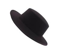1 Unidad de Sombrero Fedora clásico de Lana Negra para Adultos Unisex, de ala Ancha y Plana, Tipo Derby de Iglesia, Sombrero de Fiesta para Boda, espectáculo de talentos, actuación