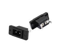 1 unidad de toma de corriente alterna IEC320 C14 de 3 pines con LED rojo, fusible de 250 V y 10 A, conector macho/hembra de entrada, montaje en zócalo de 2 pines, interruptor basculante.(AC-15)
