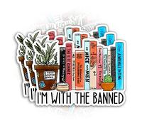 (1 unidad) I'm with The Banned Sticker Banned Books Reading Book Lovers Calcomanías de vinilo impermeable troqueladas de 2 pulgadas para sombrero duro, laptop, botella de agua, funda de teléfono, calcomanía, regalo de cumpleaños, 2 pulgadas