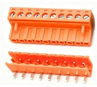 (1 unidad) KF 2EDGV 2EDGK 2EDGV - Bloques de terminales de PCB enchufables de 5,08 mm 2~24P pines rectos pines en ángulo naranja/negro 15EDGK/V/R 5.08(Orange 2EDGK 2EDGR,10P)