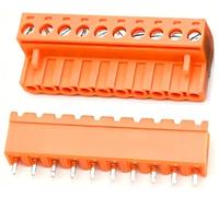 (1 unidad) KF 2EDGV 2EDGK 2EDGV - Bloques de terminales de PCB enchufables de 5,08 mm 2~24P pines rectos pines en ángulo naranja/negro 15EDGK/V/R 5.08(Orange 2EDGK 2EDGV,10P)