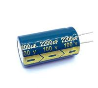 1 unidad/lote de condensador electrolítico de aluminio de 100 V y 2200 µF, tamaño 22 x 40, 2200 µF, 20%. 1 unidad/lote de condensador electrolítico de aluminio de 100 V y 2200 µF.