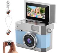 1 unidad Mini cámara llavero, mini cámara digital, lente gran angular, luz de flash LED, fotos nostálgicas, gran idea para regalo, azul