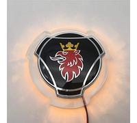 1 unidad, negro, plateado con el logotipo de Griffin rojo para Scania, emblema de la insignia de la parrilla delantera del camión del coche con tiras de iluminación LED naranja de 24V 1401610