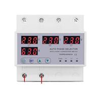 1 unidad, selector de fase de riel DIN trifásico 3P+N, ajustable, protección de corriente de sobretensión y subtensión, relé de control, protector, disyuntor.