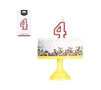 1 Unidad - Vela Classic Contoutning de cumpleaños número 4 de 8,5 cm - Decoración para tartas, Velas tarta cumpleaños infantil, fiesta infantil, eventos, celebraciones.