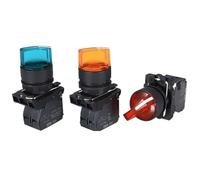 1 unidad XB5-AK1253c XB5-AK1233c XB5AK1333c con interruptor de selección de bloqueo de luz LED, posición de 2 marchas y posición de 3 marchas(2Gear,YELLOW_1NO 1NC_12 V)