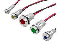 1 unidades de 6 mm, 8 mm, 10 mm, 12 mm, 14 mm, 16 mm, resistente al agua, IP67, metal, indicador de advertencia LED, 3 V, 5 V, 12 V, 24 V, 220 V (azul, 10 mm, 220 V)