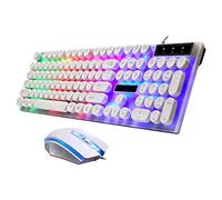 1 Unidades Punk Retro Keycaps Ratón Combo Gaming Keyboard Rainbow LED retroiluminado con cable mecánica sensación keycaps ratón