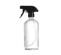 1 unids 500 ml 17OZ vacío recargable vidrio claro vidrio fino niebla botella con pistola negro cabeza aerosol aceite esencial aromaterapia tarro artículos cosméticos contenedor de limpieza