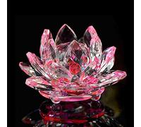 1 unids K9 Cristal Vidrio Lotus Flower Figurines Feng Shui Miniatura para la sala de estar para el hogar Regalos de decoración-Rosa_12 cm