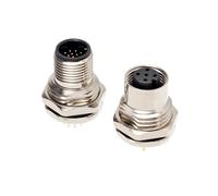 1 unids M12 tipo recto montaje en panel conectores delantero trasero tuerca de bloqueo 2 3 4 5 6 8 12 17 pines impermeable IP67 hembra macho enchufe (Male-3,SCREW PG9_PCB_M12_5 PIN D-CODE)