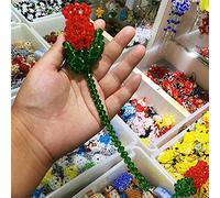 1 unids rosas rojas tejidas a mano con cristal austriaco llavero colgando bolsas adornado chispeante