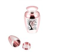 1 urna pequeña de 6,5 cm, para cenizas humanas, de aleación de aluminio, recuerdo conmemorativo, urna funeraria para mascotas, pequeñas urnas para cenizas para perros y mascotas (oro rosa)