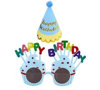 1 Vasos, 1 Gorro, Gafas De Sol Cumpleaños, Gafas De Fiesta, Gafas De Fútbol, Accesorios Gafas De Fiesta, Gafas Adulto Feliz Cumpleaños