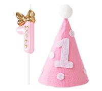 1 vela de cumpleaños, 1 adorno de sombrero de cumpleaños, vela de 1er cumpleaños, números de velas de cumpleaños, decoración de pastel de cumpleaños de bebé