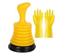 1 ventosa para bomba de inodoro, 1 par de guantes de goma talla L, limpiador de tuberías, herramienta de succión y obstrucción, ventosa para bomba de drenaje, adecuado para inodoros, cocinas y baños