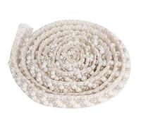 1 Verge de Perla Perla Ojo Complaciente Hermosa Apariencia con una Cinta Suave Borde para el Vestido de Novia Artesanía Bricolaje Decoración de Tela (1 cm de Perlas oblicuas blancas)