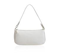 1 Vintage-Unterarmtasche, Tasche mit Krokodilstruktur, Umhängetasche aus PU-Leder, Mini-Handclutch (weiß)