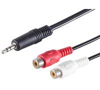 1 x 0,2 m - Cable adaptador de audio de conector jack de 3,5 mm a 2 conectores RCA negro Diseño robusto Conectores moldeados Perfecto para amplificadores y altavoces HiFi