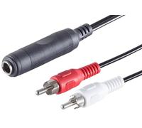 1 x 0,2 m - Cable adaptador de conector jack estéreo de 6,3 mm a 2 conectores RCA, color negro. Ideal para conexiones de audio y vídeo.