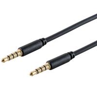 1 x 1,5 m - Cable de audio TRRS de 3,5 mm negro con miniconector estéreo a miniconector, contactos dorados y conectores moldeados para una transmisión de señal estable
