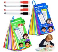 1 x 1 tarjetas de aprendizaje, juego de tarjetas de aprendizaje, 1 x 1 juego de aprendizaje, matemáticas, con 4 lápices borrables, para multiplicación y división con hojas de ejercicios, divertido