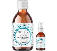1 x 500 ml de plata coloidal (40 ppm) en botella de cristal ámbar con pulverizador de 30 ml | agua plateada | agua pura | 100% coloidal